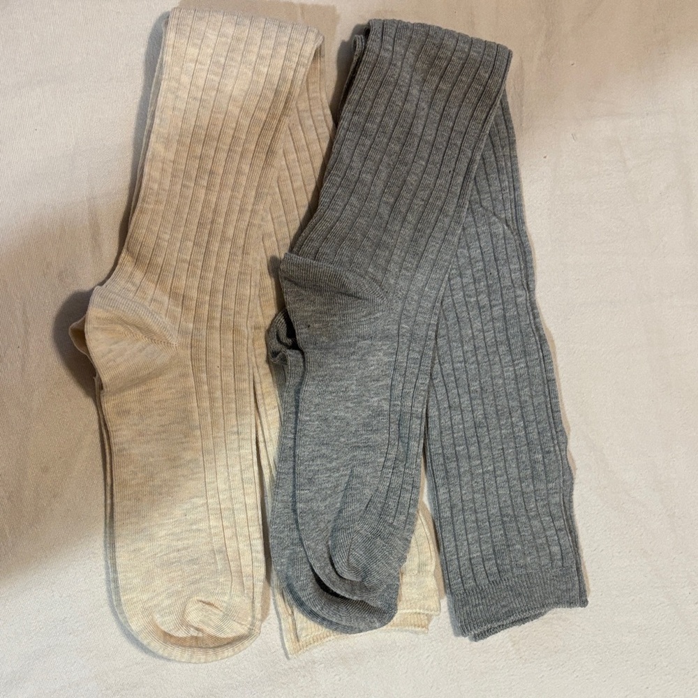 Ribbed Gray and Cream Socks